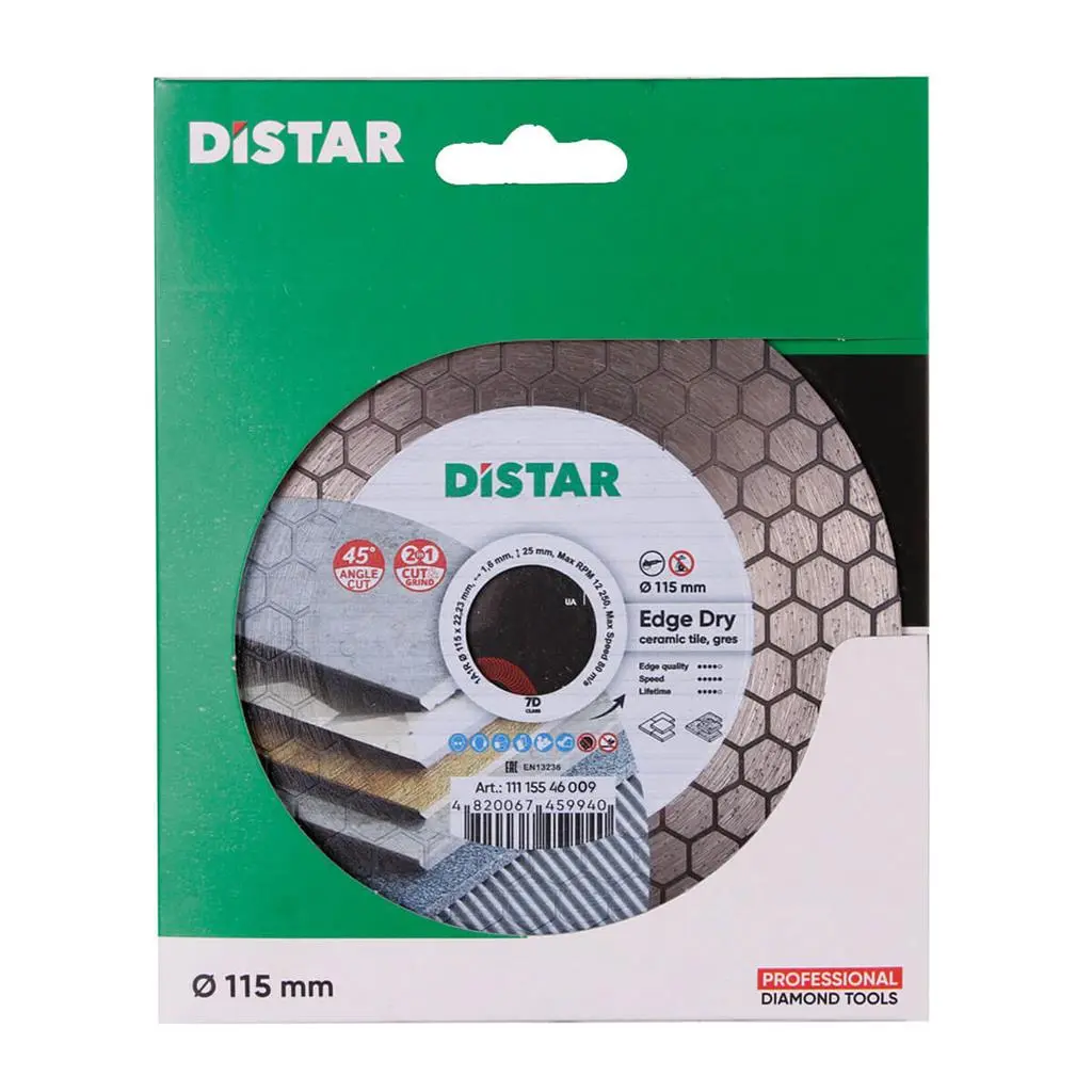 Диамантен диск за рязане под ъгъл 45° Distar Edge Dry ф115