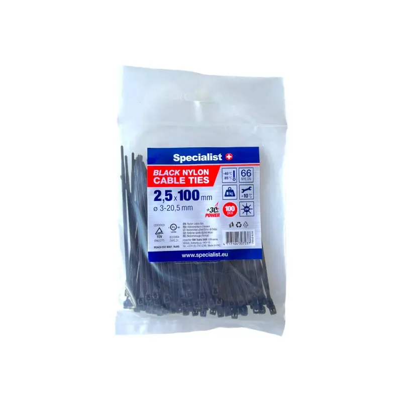 Кабелни връзки 2,5х100 черни