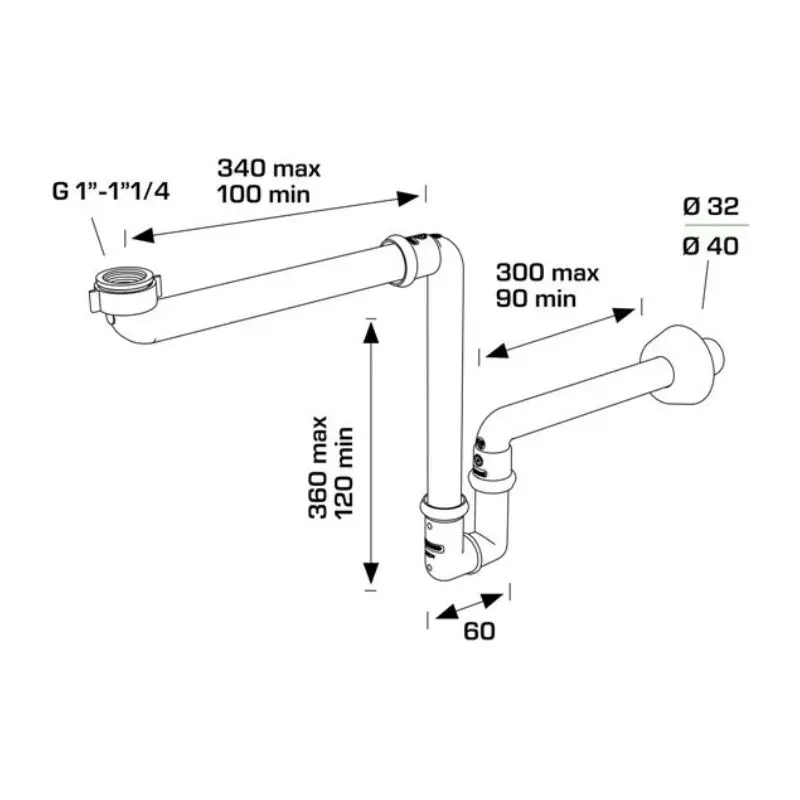 Сифон за мивка/шкаф Bonomini U-PLUS